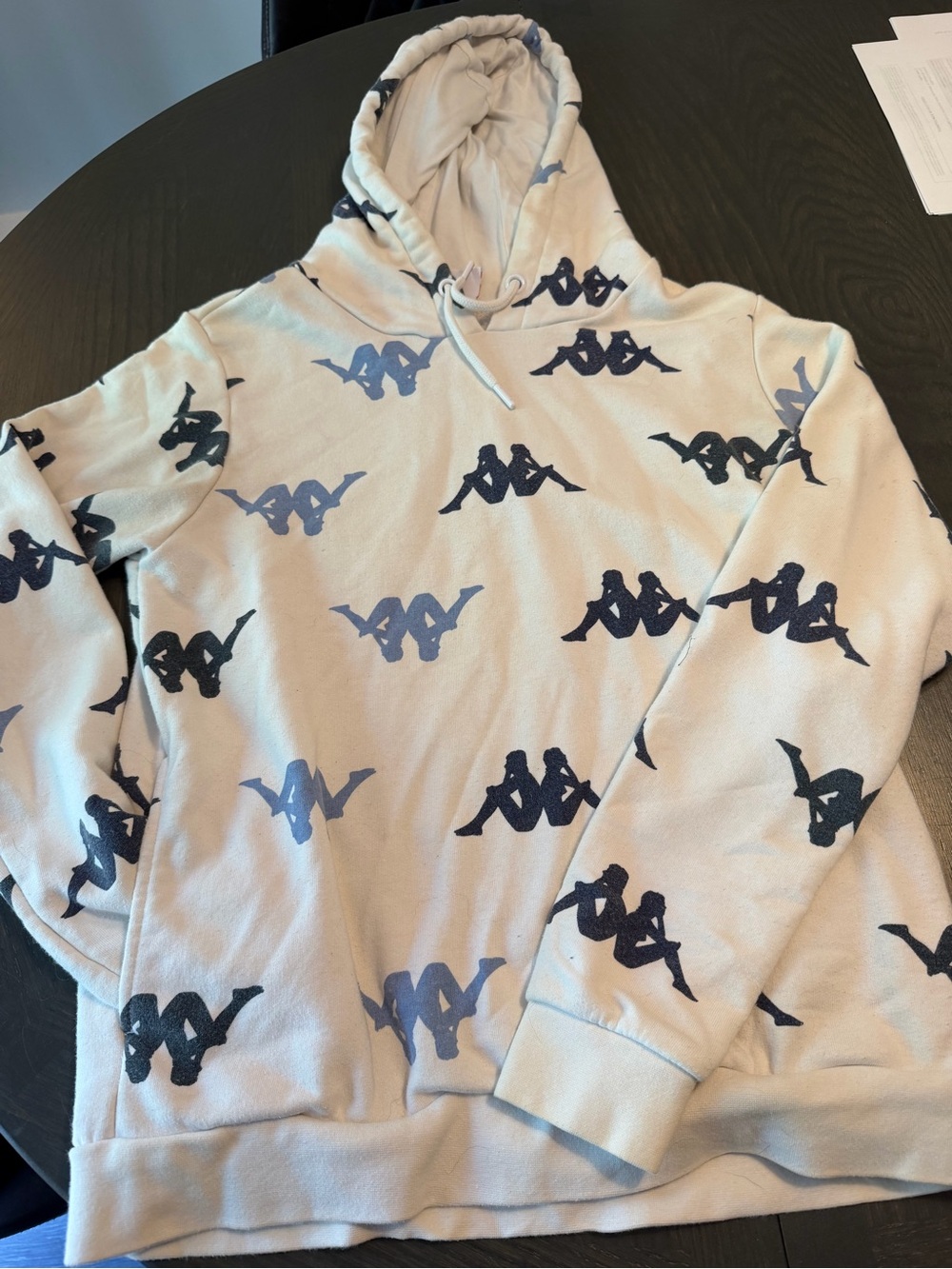 Kappa white Hoodie with Navy Logo All-Over Print